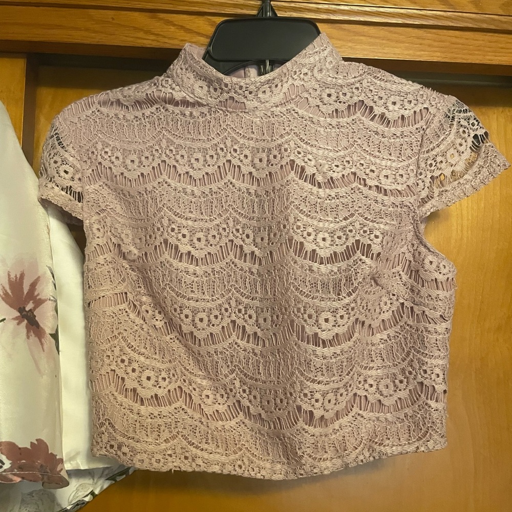2 piece City studio Dusty Rose top floral bottom skirt